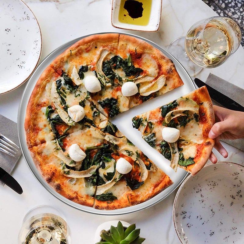 Deedro Pizza Baking Pan 12 Inch Stainless Steel Round Tray - Oven Sheet, Crisper, Healthy Cooking Pan for Pizza, 2 Pack - Image 5